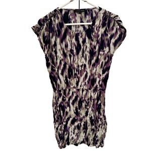 Cynthia Steffe Silk Abstract Print Sheath Dress Purple Black Beige Size 4